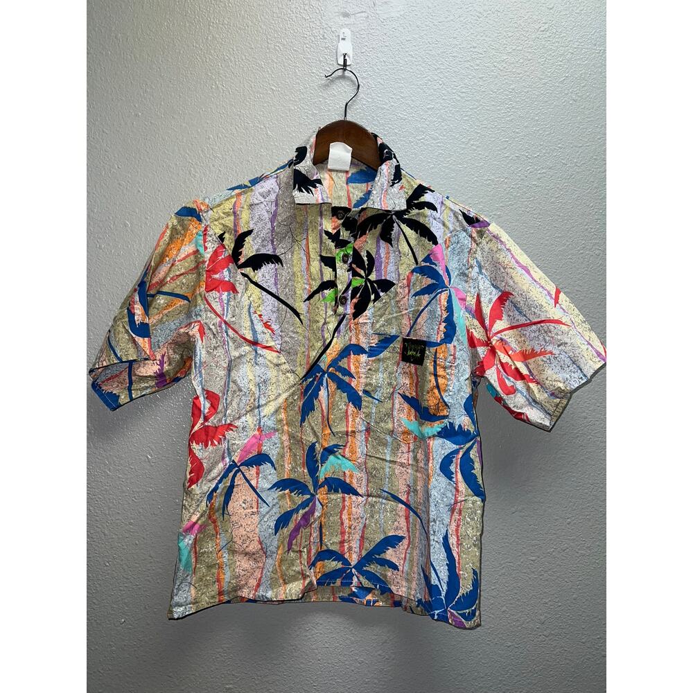 Vintage Jimmy Jems Hawaiian Shirt Button Up Multicolor 80s 90s Tee Top XS